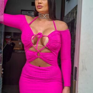 VESTIDO COM MANGA ROSA